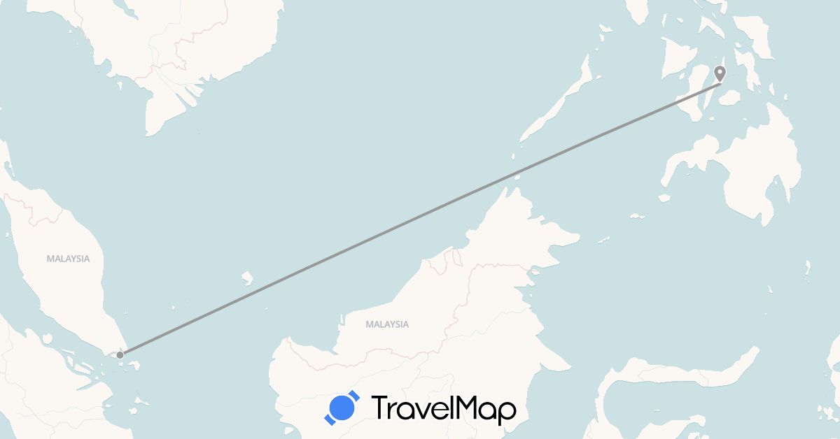 TravelMap itinerary: plane in Philippines, Singapore (Asia)